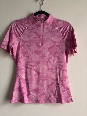 G/FORE Pink Camouflage Short Sleeve Quarter-Zip Top